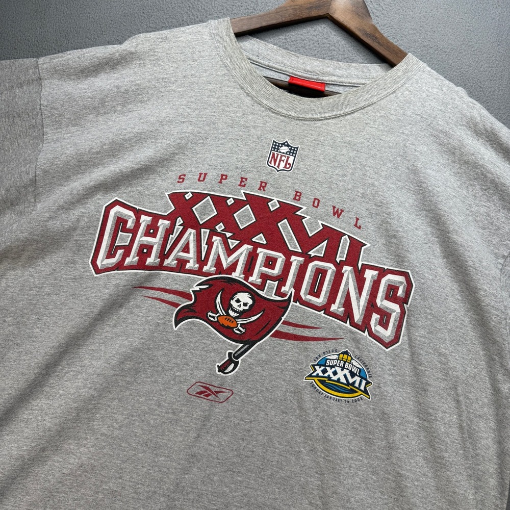 VTG Tampa Bay Buccaneers Super Bowl XXXVII Champions T-Shirt XL Gray Bucs Tee